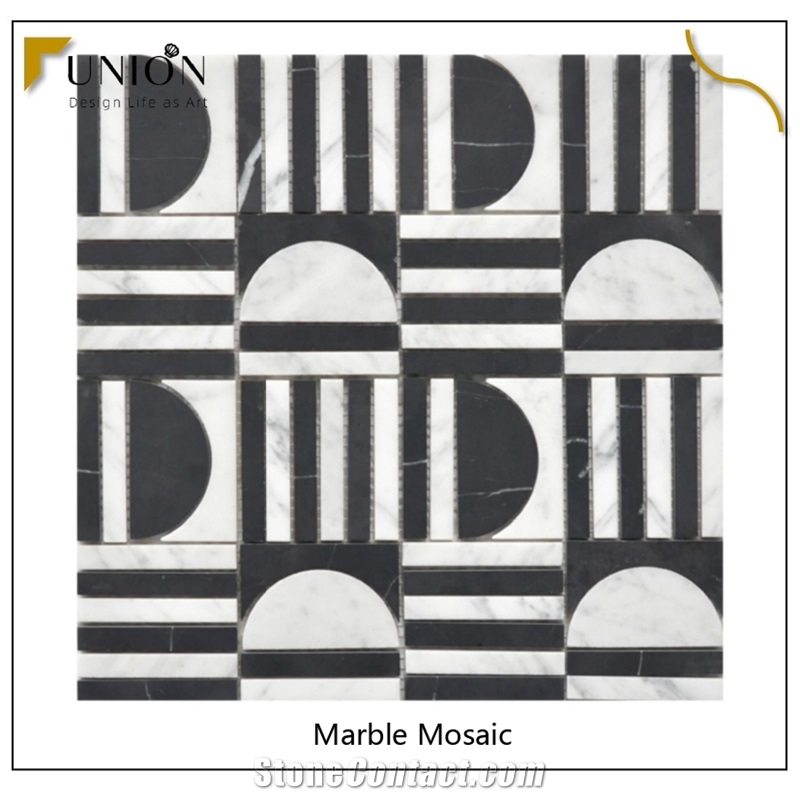 White Mixed Nero Black Foshan Marble Mosic Tiles Decoration